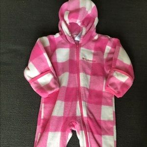 Columbia infant hooded fleece suit/bunting